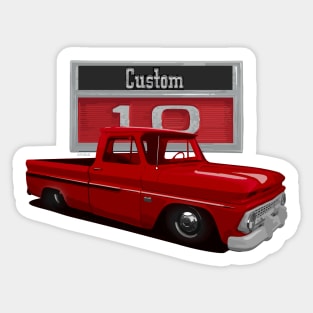 1966 Slammed Red Chevy C10 Truck Sticker